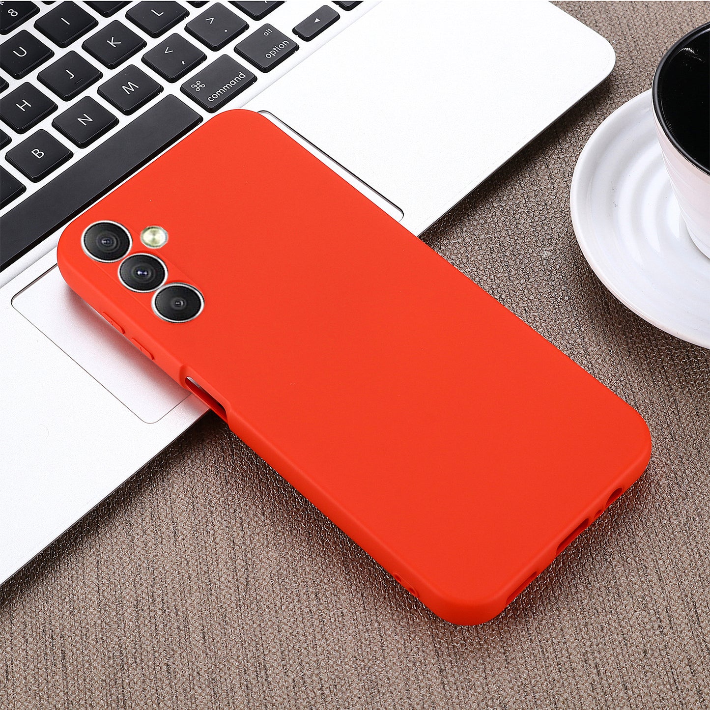 For Samsung Galaxy M14 5G Liquid Silicone Phone Case Soft Lining Shockproof Protective Cover with Strap