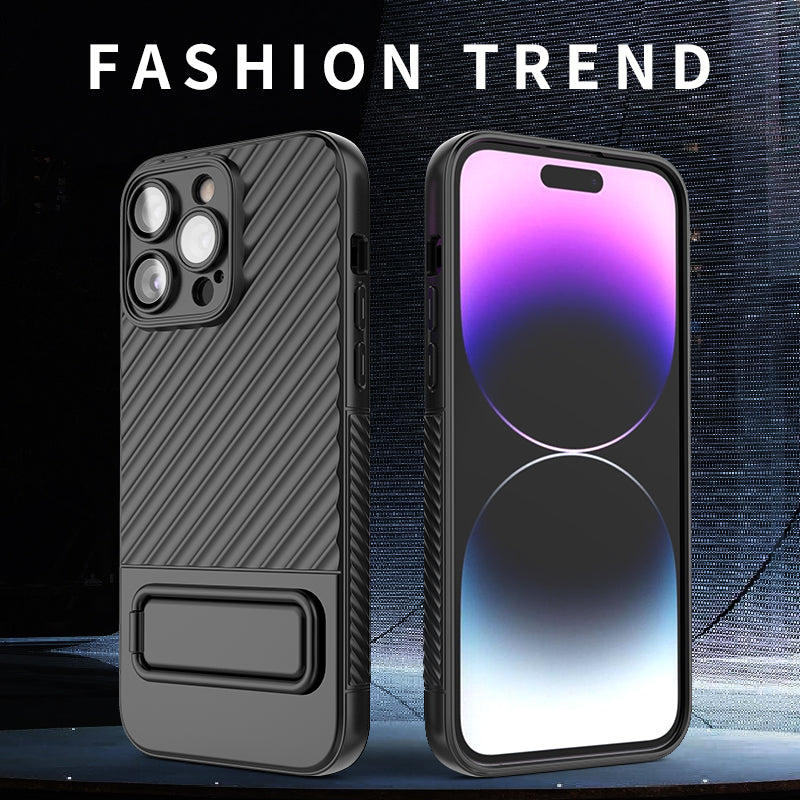 For iPhone 14 Pro Soft TPU Cover with Camera Lens Protector Kickstand Dust-Proof Phone Case