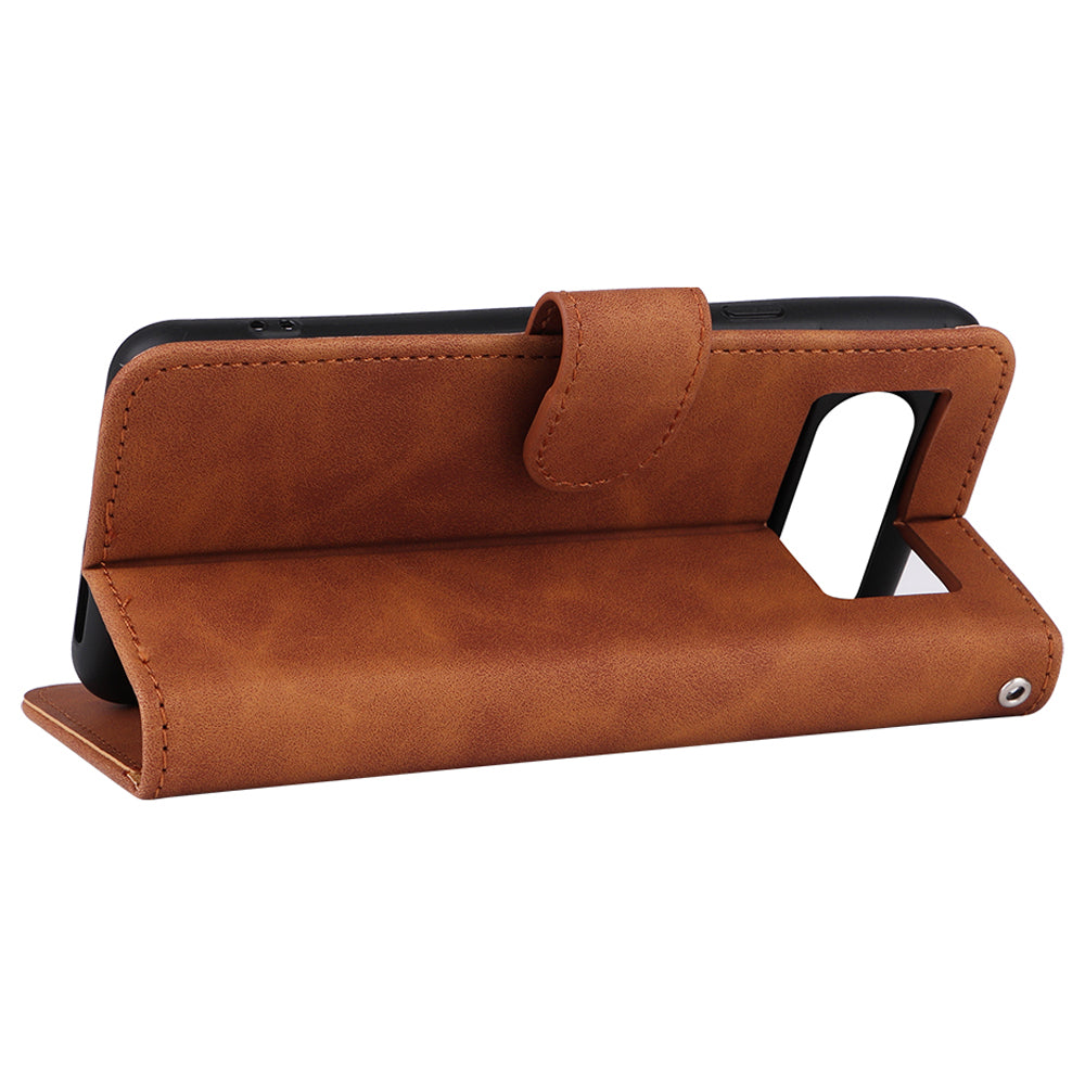 For Google Pixel 8 Leather Flip Wallet Phone Case Skin-touch Shockproof Stand Cover with Strap