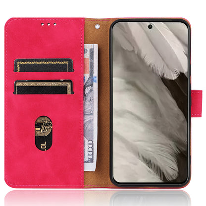 For Google Pixel 8 Leather Flip Wallet Phone Case Skin-touch Shockproof Stand Cover with Strap