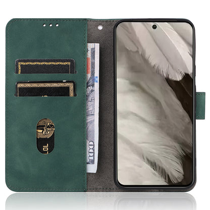 For Google Pixel 8 Leather Flip Wallet Phone Case Skin-touch Shockproof Stand Cover with Strap