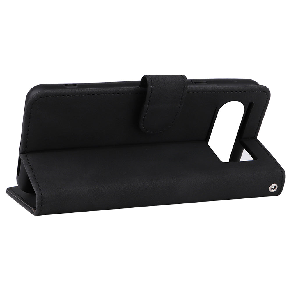 For Google Pixel 8 Leather Flip Wallet Phone Case Skin-touch Shockproof Stand Cover with Strap