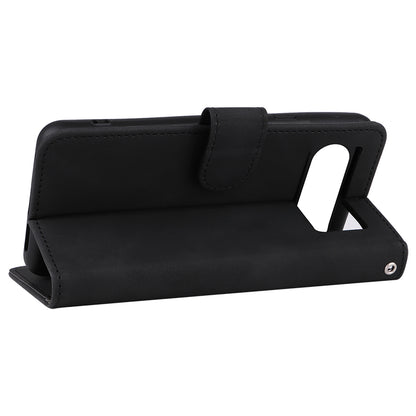 For Google Pixel 8 Leather Flip Wallet Phone Case Skin-touch Shockproof Stand Cover with Strap