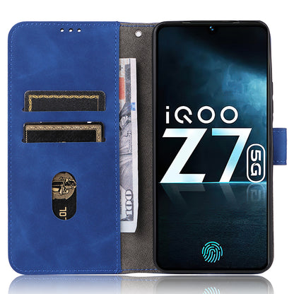 For vivo iQOO Z7 5G Skin-touch Leather Phone Case Wallet Stand Folio Flip Cover