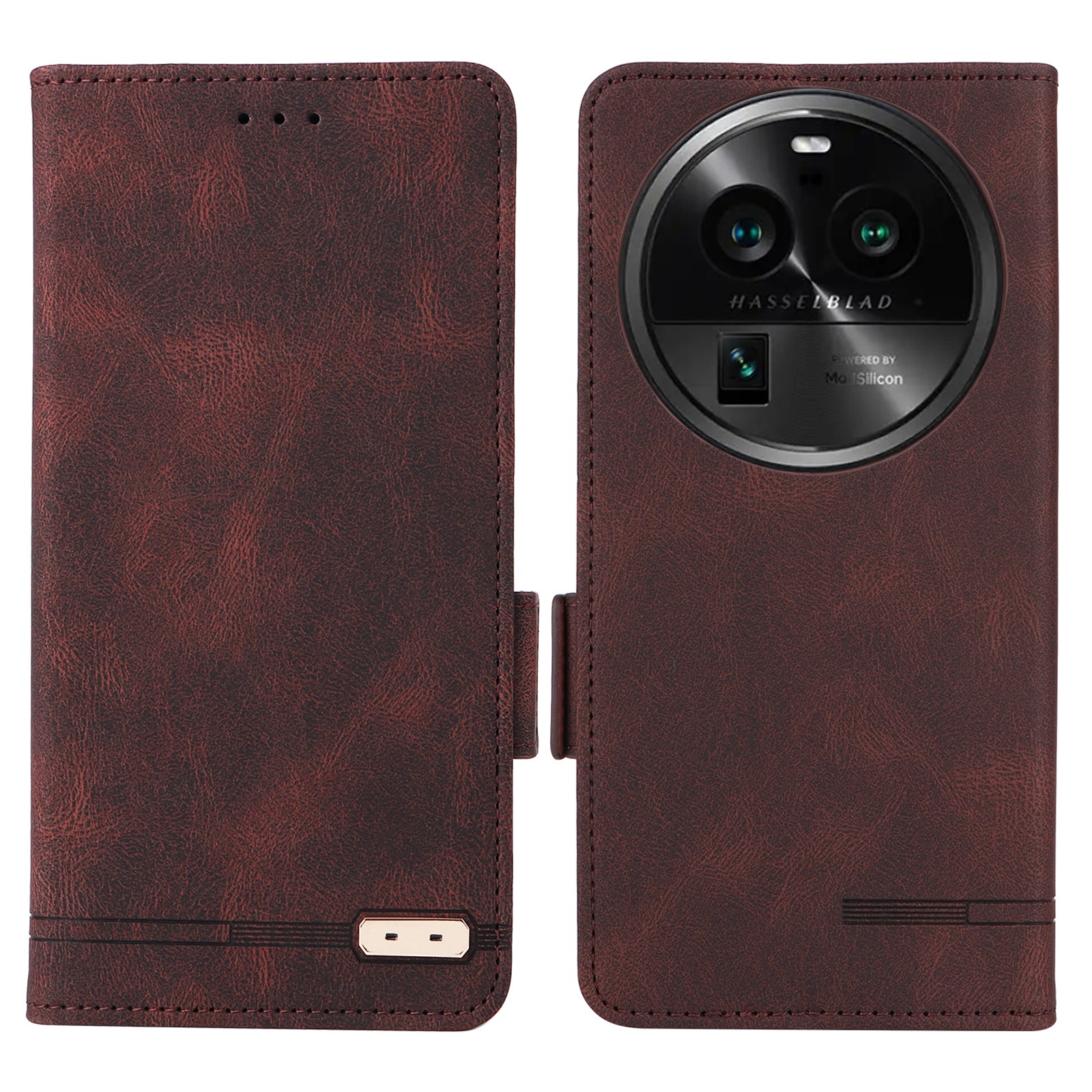 For Oppo Find X6 Pro PU Leather Wallet Phone Case Hardware Decor Folding Stand Cover