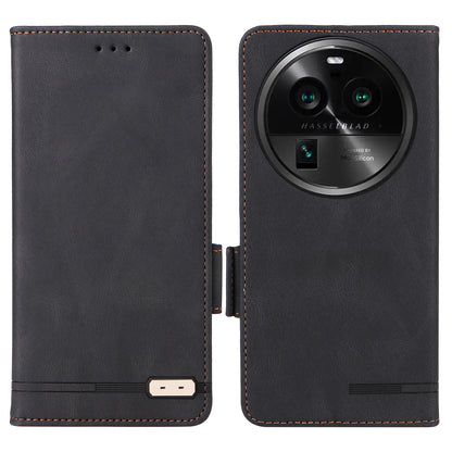 For Oppo Find X6 Pro PU Leather Wallet Phone Case Hardware Decor Folding Stand Cover