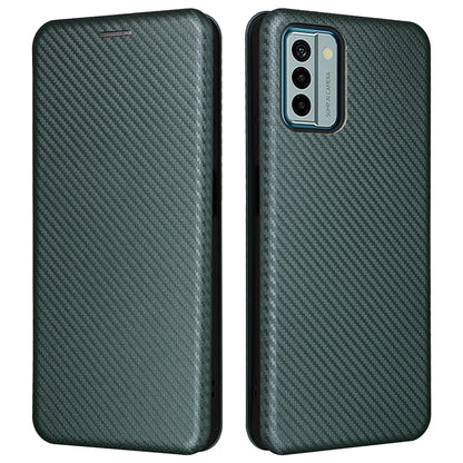 For Nokia G22 Carbon Fiber Texture Leather Case Flip Folio Stand Phone Cover with Card Holder