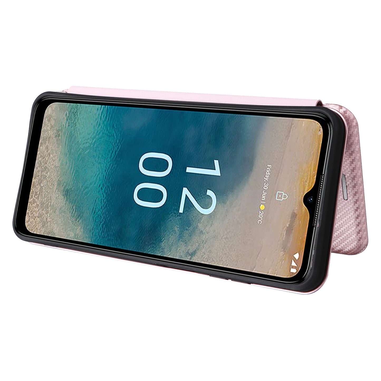 For Nokia G22 Carbon Fiber Texture Leather Case Flip Folio Stand Phone Cover with Card Holder