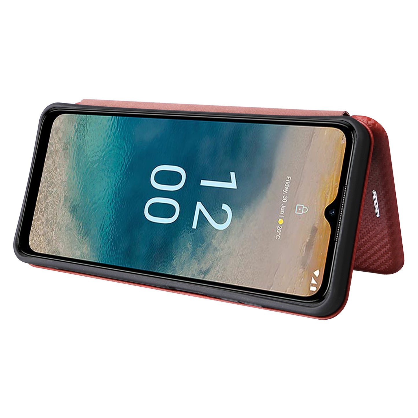 For Nokia G22 Carbon Fiber Texture Leather Case Flip Folio Stand Phone Cover with Card Holder