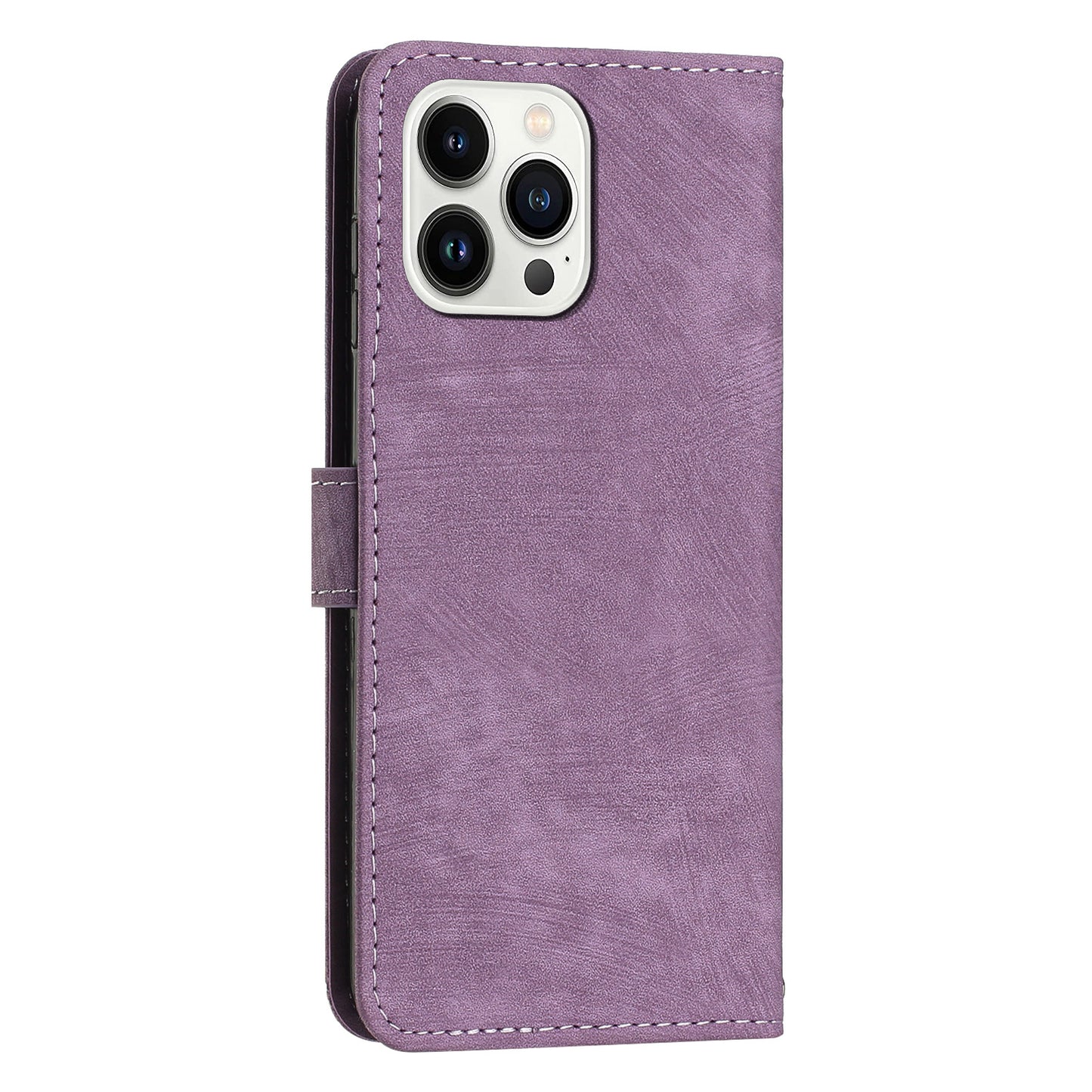 For iPhone 14 Pro Max Phone Stand Case Skin-touch PU Leather Lines Imprinted Wallet Cover