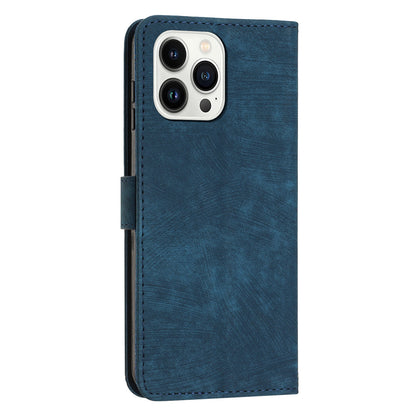For iPhone 13 Pro Leather Stand Wallet Phone Case Skin-touch Lines Imprinted Phone Cover