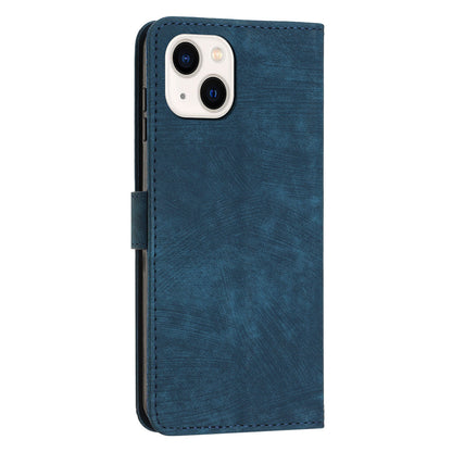 For iPhone 13 mini Stand Wallet PU Leather Phone Case Skin-touch Lines Imprinted Cover