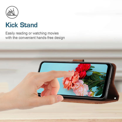 For iPod Touch 5 / 6 / (2019) Phone Case PU Leather Stand Wallet Skin-touch Lines Imprinted Cover