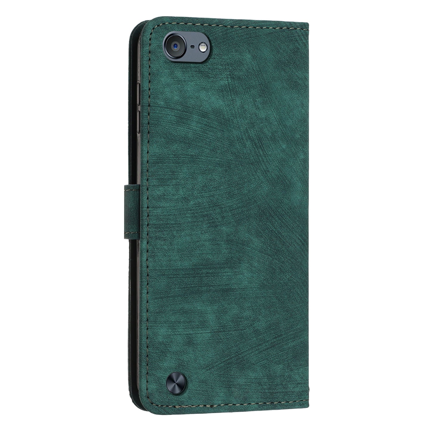 For iPod Touch 5 / 6 / (2019) Phone Case PU Leather Stand Wallet Skin-touch Lines Imprinted Cover