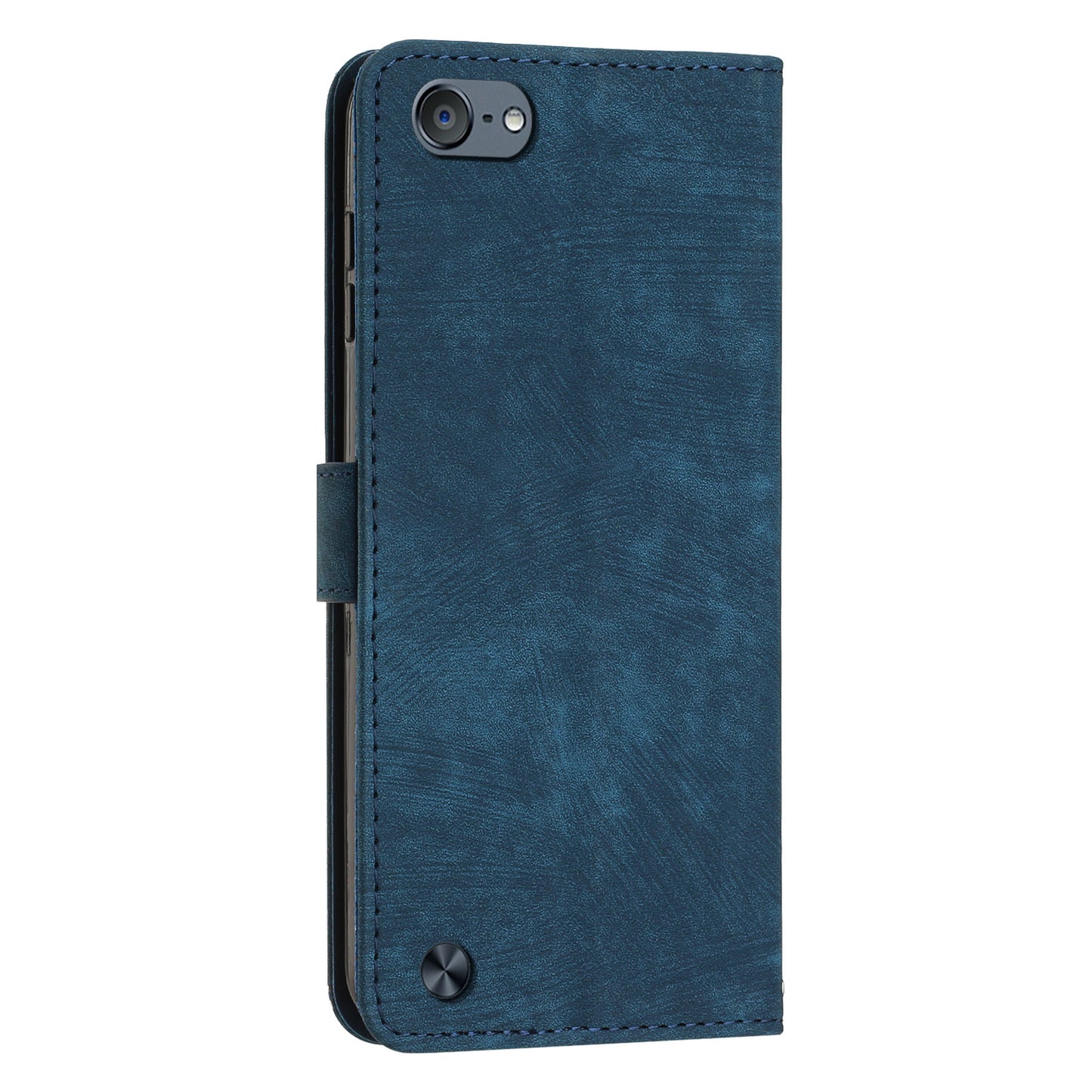 For iPod Touch 5 / 6 / (2019) Phone Case PU Leather Stand Wallet Skin-touch Lines Imprinted Cover