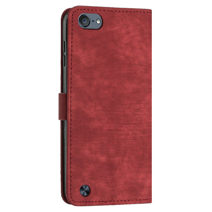 For iPod Touch (2019) / Touch 6 / Touch 5 Crossbody Wallet Case PU Leather Lines Imprinted Stand Phone Cover