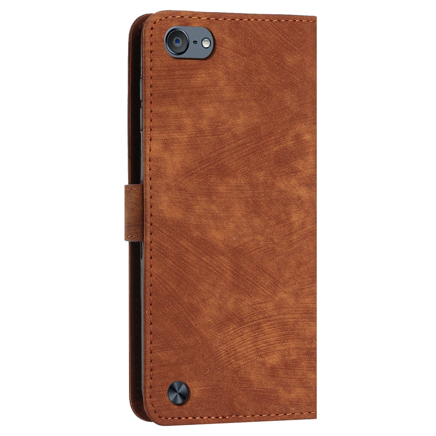 For iPod Touch (2019) / Touch 6 / Touch 5 Crossbody Wallet Case PU Leather Lines Imprinted Stand Phone Cover