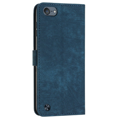 For iPod Touch (2019) / Touch 6 / Touch 5 Crossbody Wallet Case PU Leather Lines Imprinted Stand Phone Cover