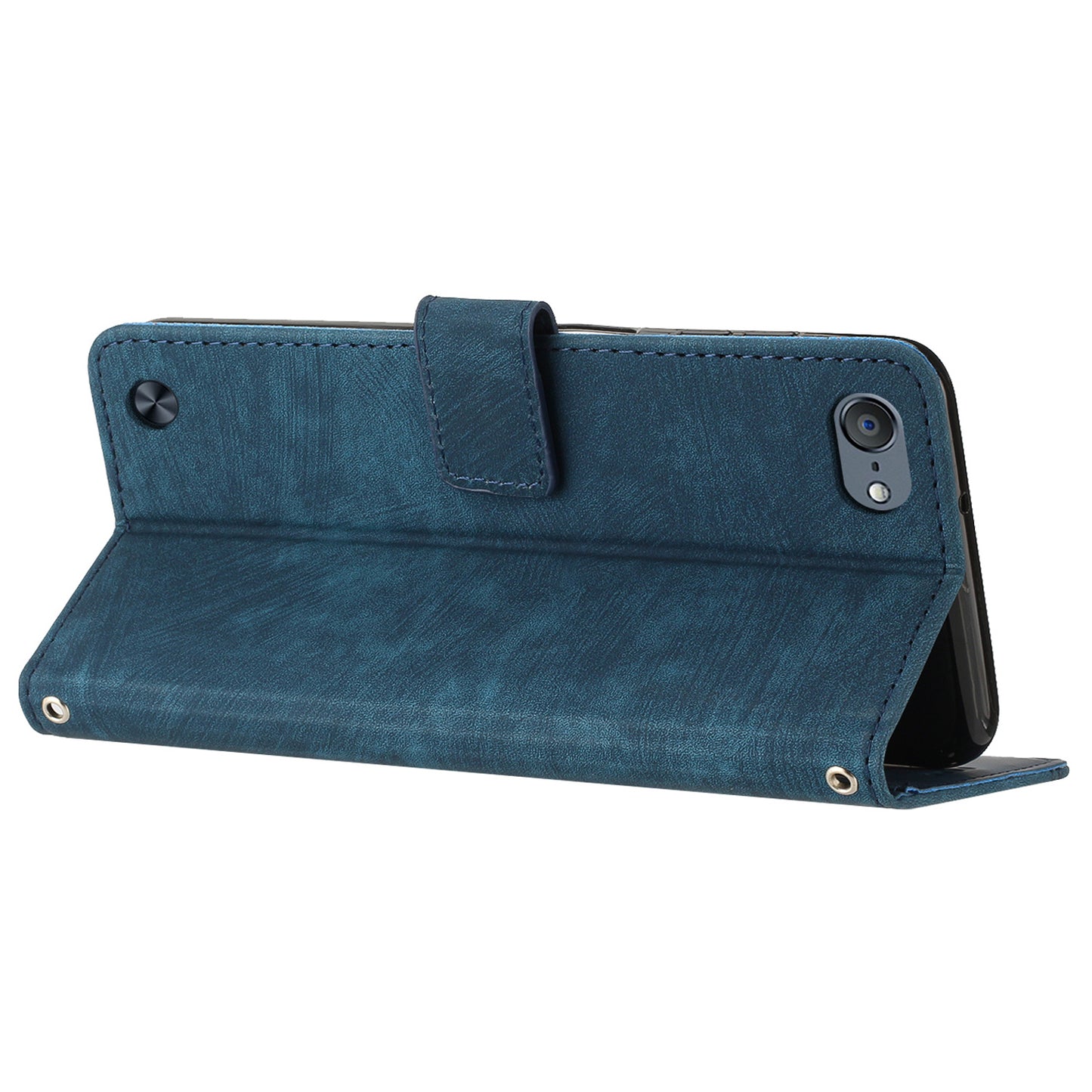 For iPod Touch (2019) / Touch 6 / Touch 5 Crossbody Wallet Case PU Leather Lines Imprinted Stand Phone Cover