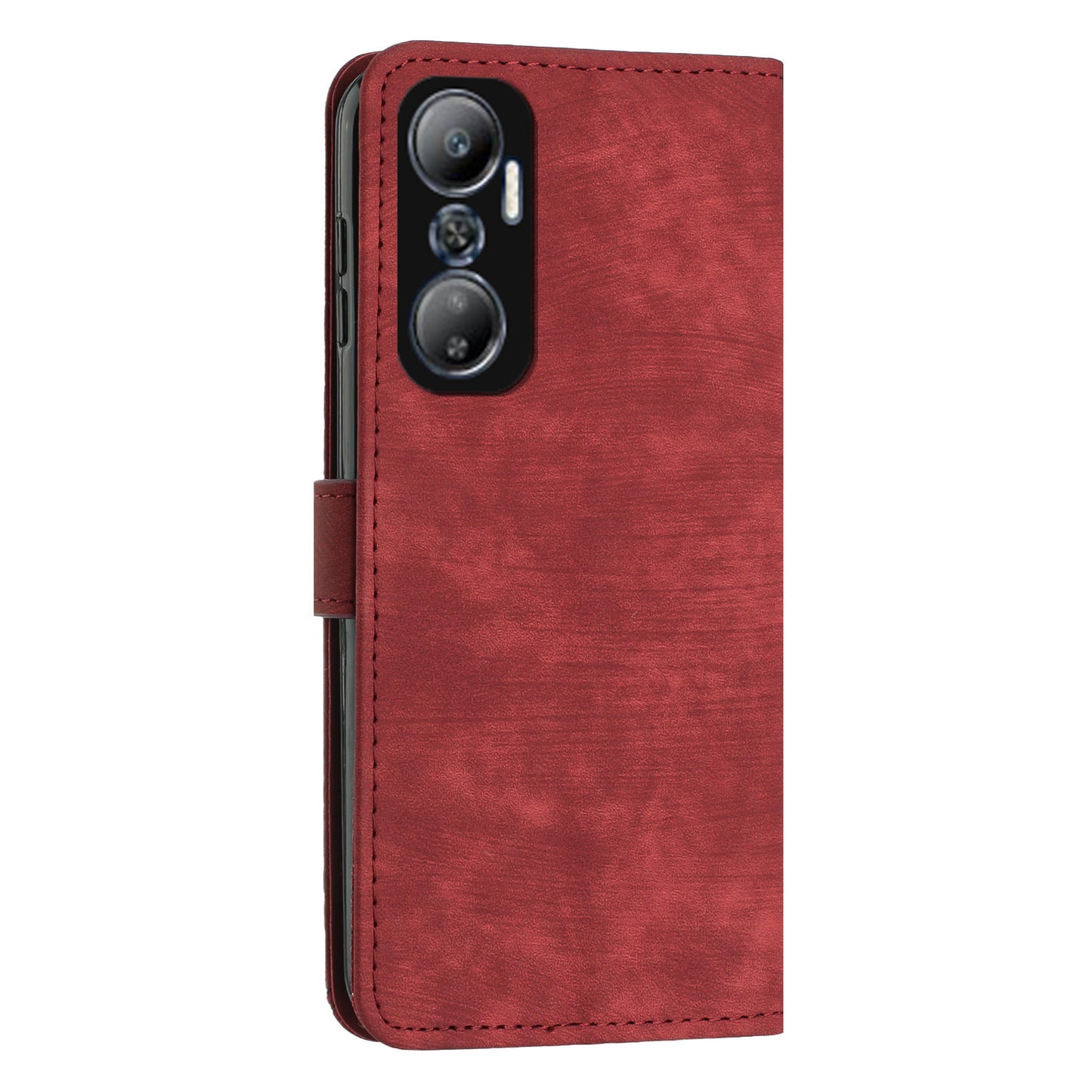 For Infinix Hot 20 4G Skin-touch Leather Phone Case Lines Imprinted Cover with Stand Wallet