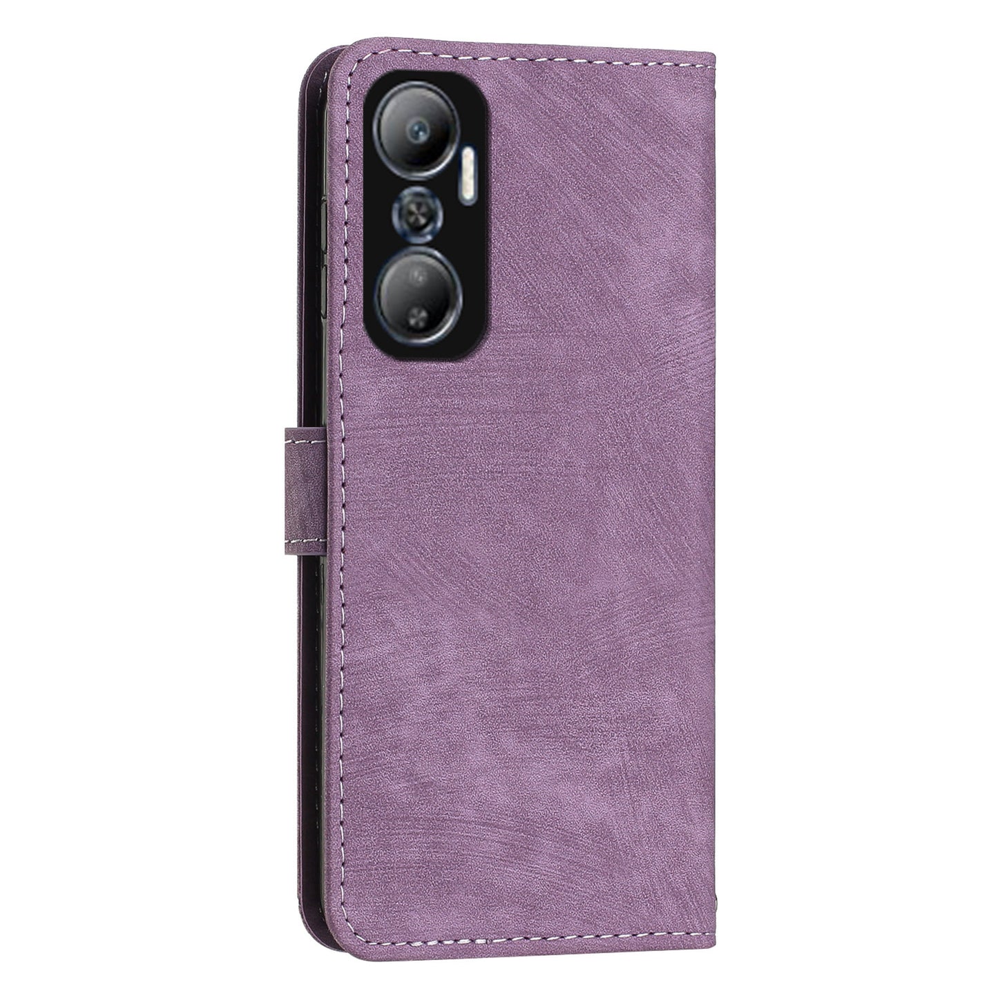 For Infinix Hot 20 4G Skin-touch Leather Phone Case Lines Imprinted Cover with Stand Wallet