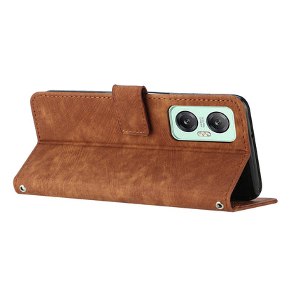 For Infinix Hot 20 5G Lines Imprinted Phone Case Leather Stand Skin-touch Wallet Cover