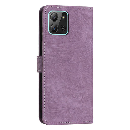 For Infinix Hot 11 2022 4G Leather Phone Cover Wallet Stand Skin-touch Lines Imprinted Case