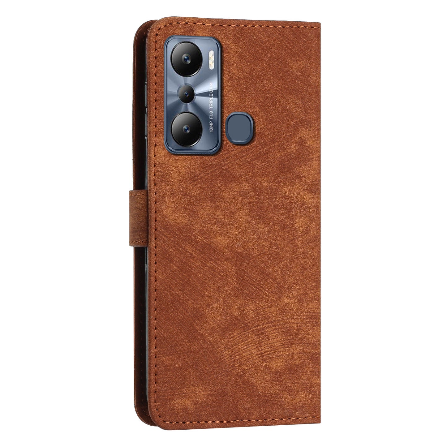 For Infinix Hot 20i 4G Stand PU Leather Case Skin-touch Lines Imprinted Phone Wallet Cover