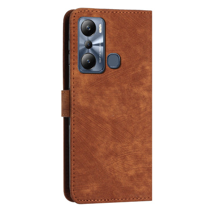 For Infinix Hot 20i 4G Stand PU Leather Case Skin-touch Lines Imprinted Phone Wallet Cover
