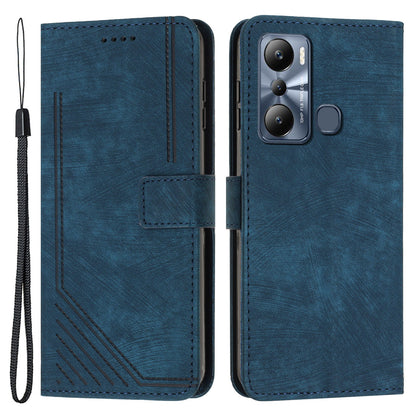 For Infinix Hot 20i 4G Stand PU Leather Case Skin-touch Lines Imprinted Phone Wallet Cover