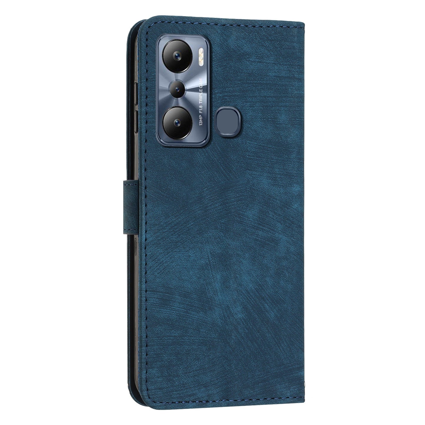 For Infinix Hot 20i 4G Stand PU Leather Case Skin-touch Lines Imprinted Phone Wallet Cover