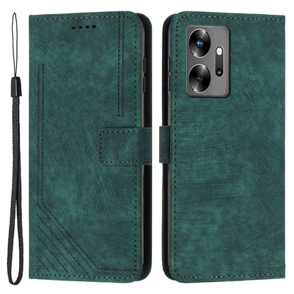 For Infinix Zero 20 4G Leather Phone Stand Case Skin-touch Lines Imprinted Wallet Phone Cover