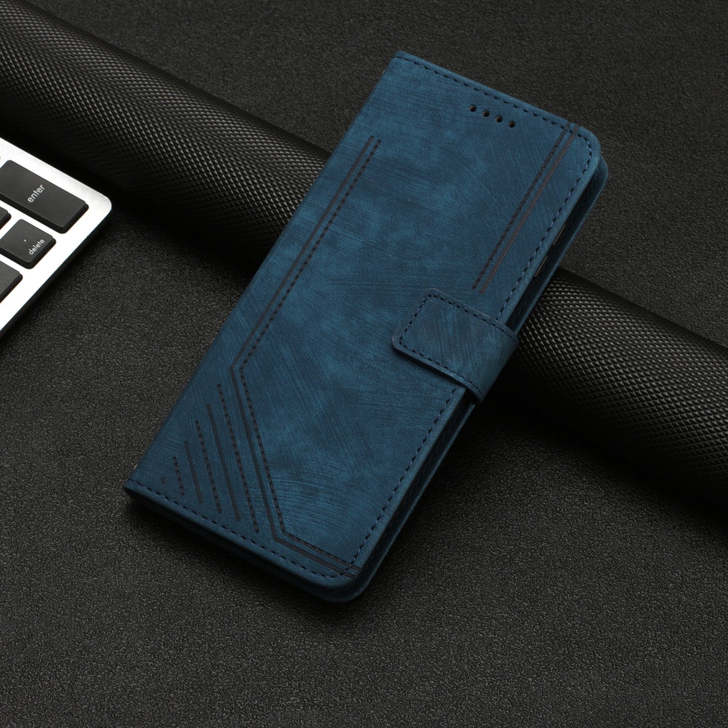 For Infinix Zero 20 4G Leather Phone Stand Case Skin-touch Lines Imprinted Wallet Phone Cover