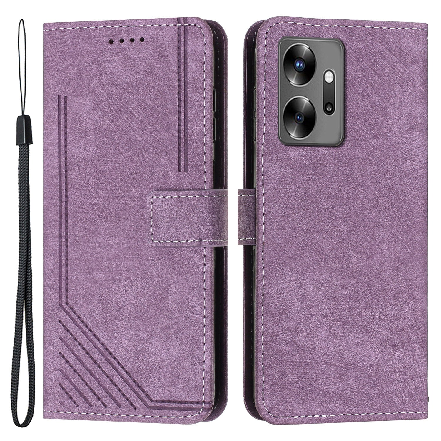 For Infinix Zero 20 4G Leather Phone Stand Case Skin-touch Lines Imprinted Wallet Phone Cover