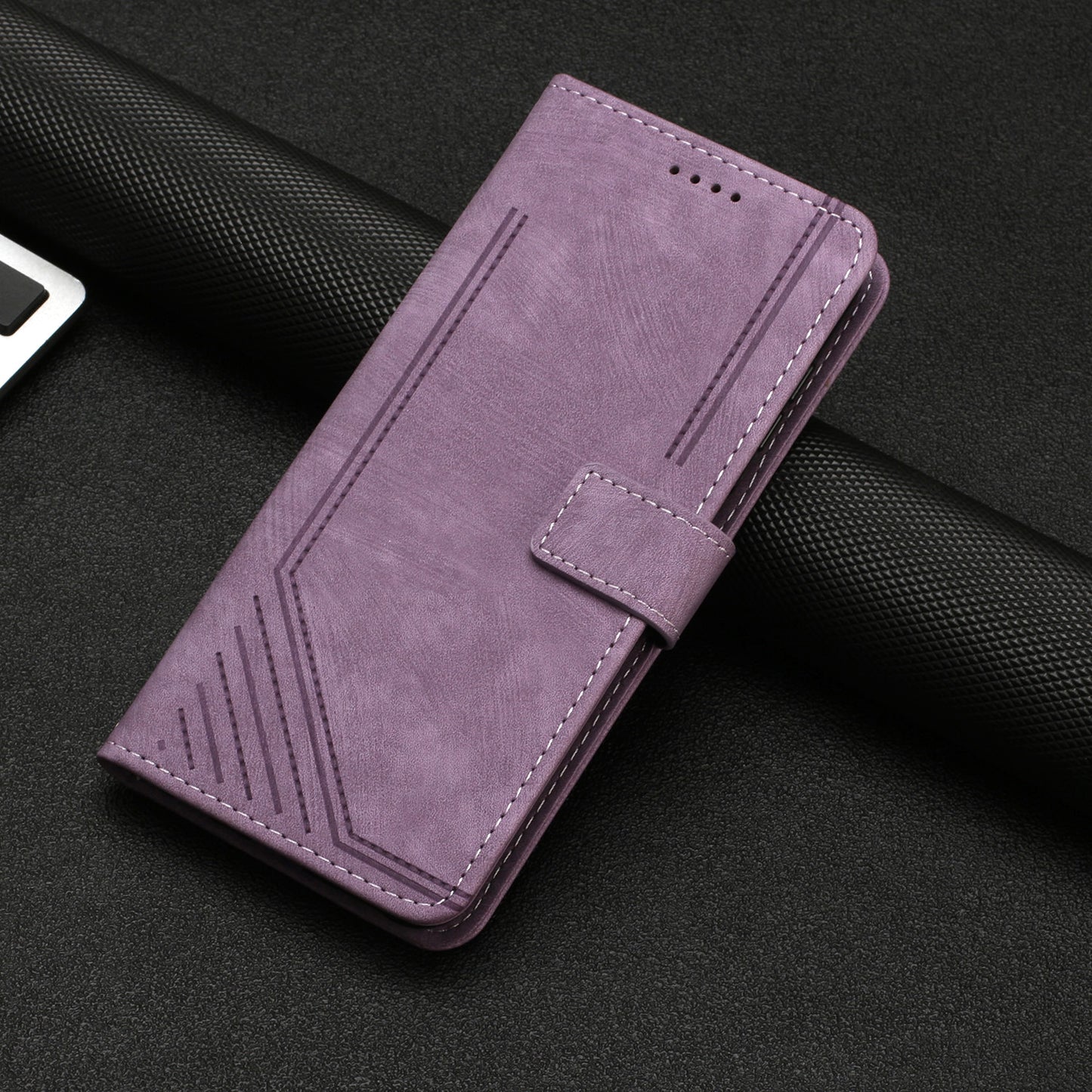 For Infinix Zero 20 4G Leather Phone Stand Case Skin-touch Lines Imprinted Wallet Phone Cover