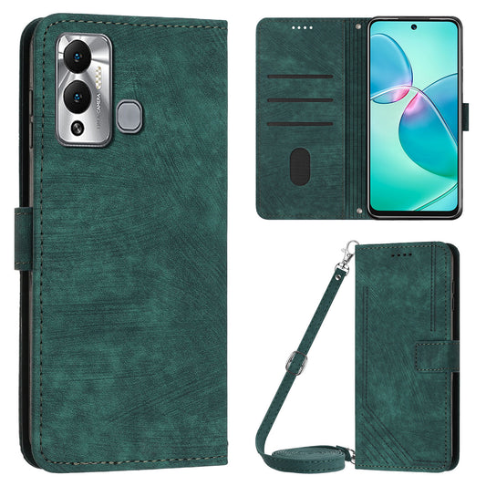 Flip Shell for Infinix Hot 12 Play 4G PU Leather Phone Case Lines Imprinted Stand Wallet Cover