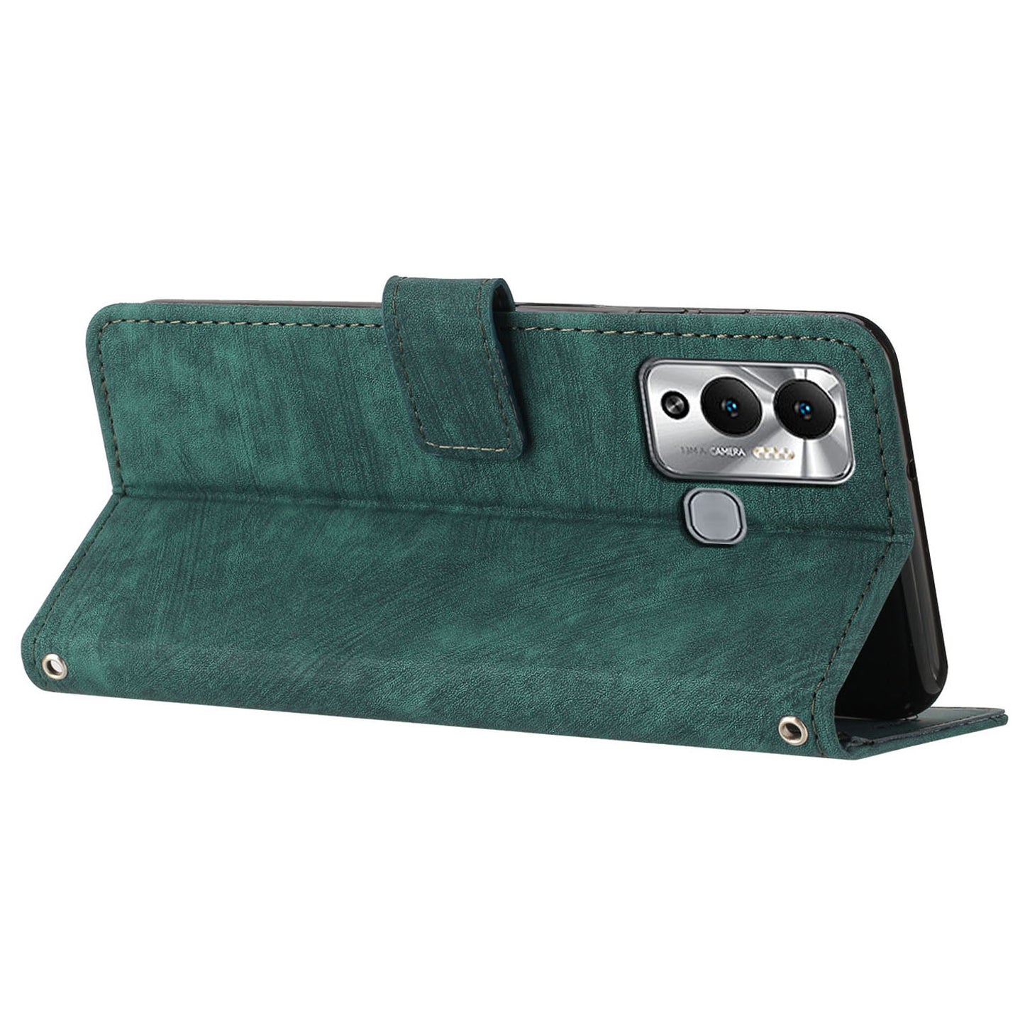 Flip Shell for Infinix Hot 12 Play 4G PU Leather Phone Case Lines Imprinted Stand Wallet Cover