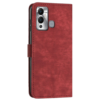 Flip Shell for Infinix Hot 12 Play 4G PU Leather Phone Case Lines Imprinted Stand Wallet Cover