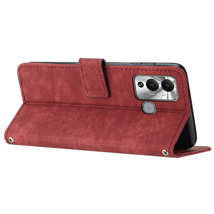 Flip Shell for Infinix Hot 12 Play 4G PU Leather Phone Case Lines Imprinted Stand Wallet Cover