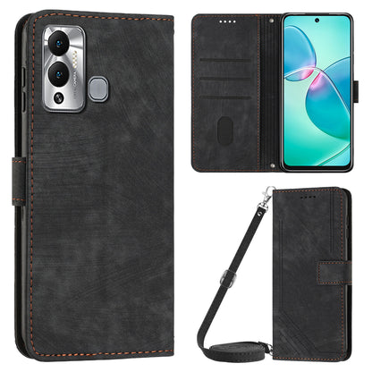 Flip Shell for Infinix Hot 12 Play 4G PU Leather Phone Case Lines Imprinted Stand Wallet Cover