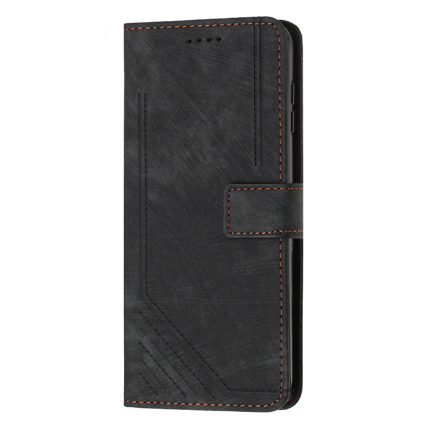 For Infinix Smart 6 Plus (India) 4G Leather Case Stand Wallet Lines Imprinted Skin-touch Phone Cover
