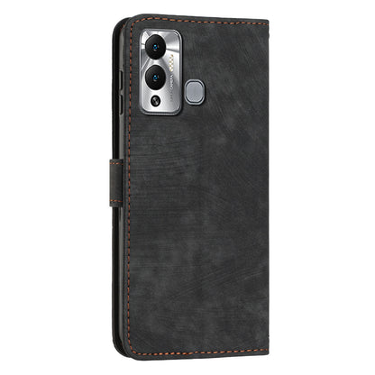 For Infinix Hot 12 Play 4G Skin-touch Wallet Phone Case Lines Imprinted Leather Stand Cover
