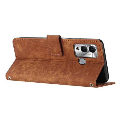 For Infinix Hot 12 Play 4G Skin-touch Wallet Phone Case Lines Imprinted Leather Stand Cover