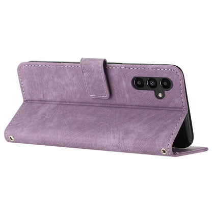 Lines Imprinted Phone Case for Samsung Galaxy A34 5G PU Leather Stand Flip Wallet Cover