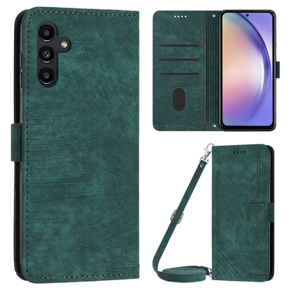 Lines Imprinted Phone Case for Samsung Galaxy A34 5G PU Leather Stand Flip Wallet Cover