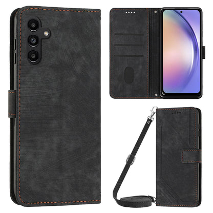 Lines Imprinted Phone Case for Samsung Galaxy A34 5G PU Leather Stand Flip Wallet Cover