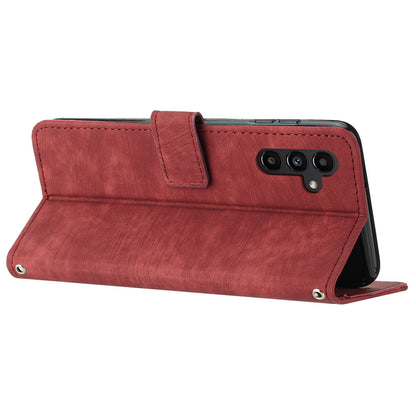 Phone Case for Samsung Galaxy A54 5G PU Leather Lines Imprinted Wallet Stand Flip Cover