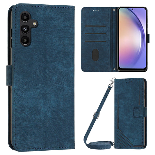 Phone Case for Samsung Galaxy A24 5G PU Leather Lines Imprinted Stand Flip Wallet Cover