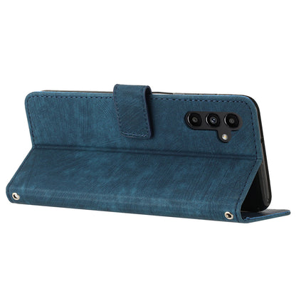 Phone Case for Samsung Galaxy A24 5G PU Leather Lines Imprinted Stand Flip Wallet Cover