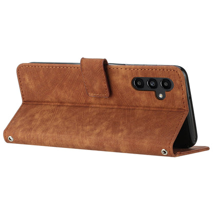 Phone Case for Samsung Galaxy A24 5G PU Leather Lines Imprinted Stand Flip Wallet Cover